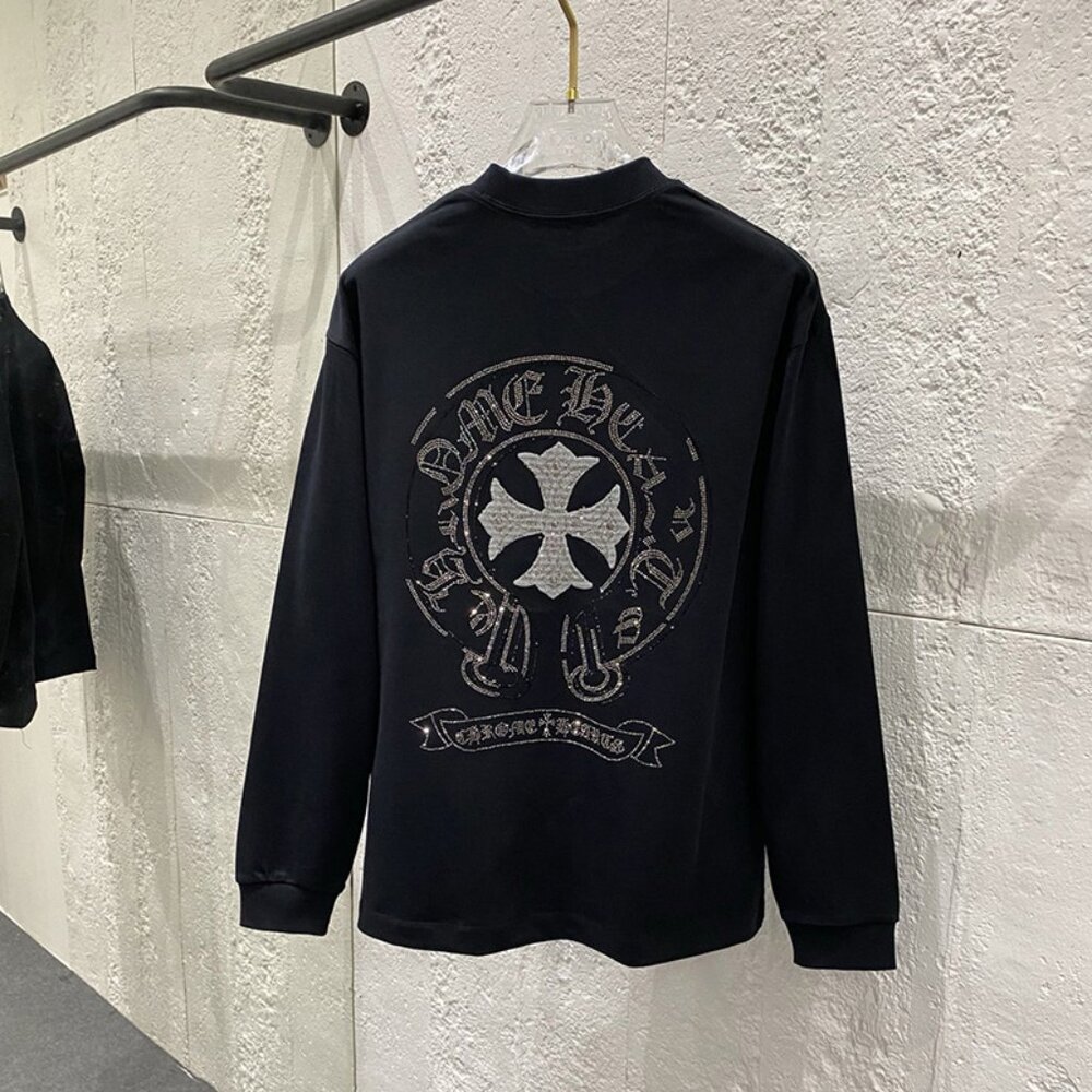 Black Long-Sleeved Chrome Hearts Cross Print Chrome Hearts